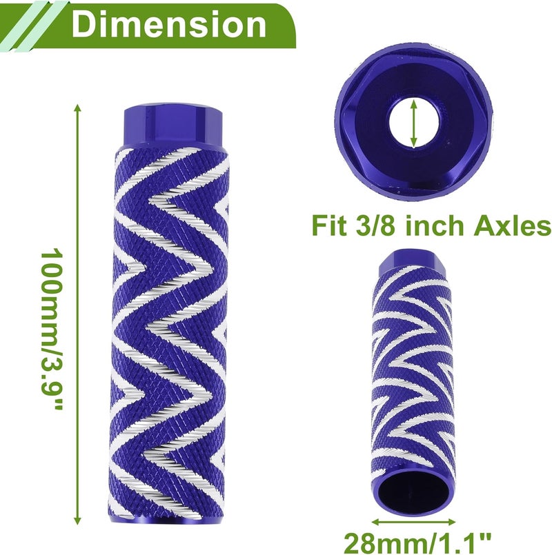 Partuto 4 Pcs Aluminum Alloy Anti-Skid Bike Pegs 100mm Length Wave Texture Bicycle Backseats Stands Cycling Foot Pegs 3/8 Inch Axles - Image 3